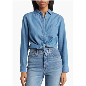 C&C California Sarah Chambray Button Up Shirt Long Sleeve Womens Size M NWT